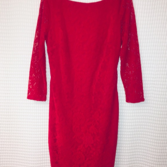 MODA VS Red Floral Lace Sexy Dress L - Picture 5 of 6